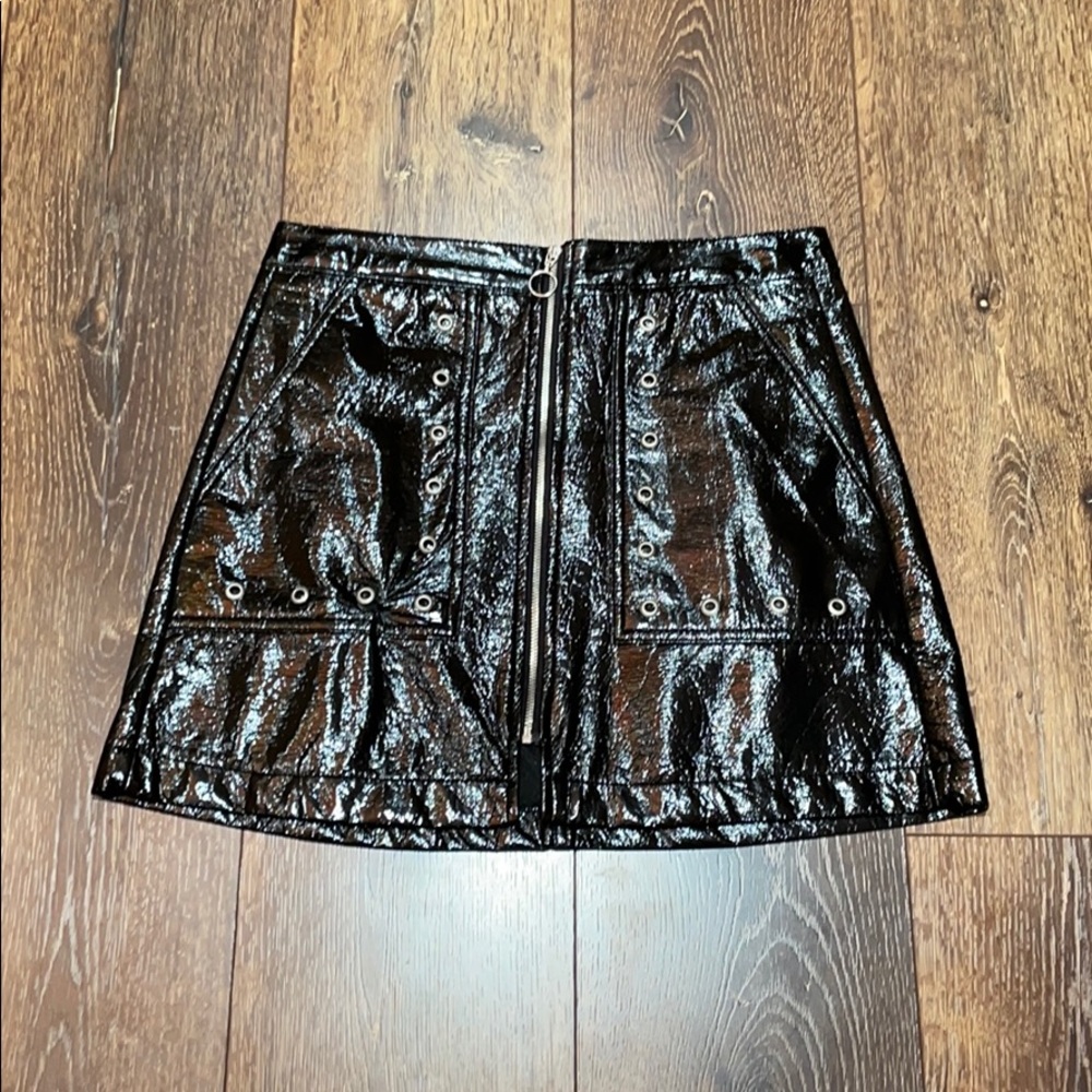 Pull&Bear Black Patent Skirt